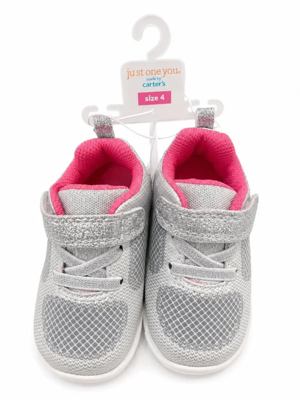 Carter’s Toddler Girl Sneakers Silver Glitter Shoes Size 4M Baby Walking